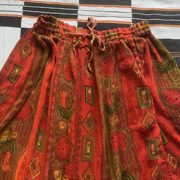 Vintage Zanana by Saraf Floral Maxi Rayon Skirt. OSFM. Tie Waist. India. - Picture 10 of 13